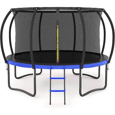 12FT Outdoor Big Trampoline Inner Safety Enclosure Net, Ladder, PVC Spring Cover Padding, For Kids