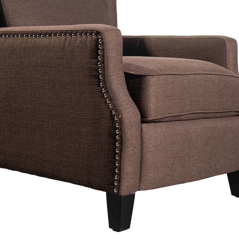 Push Back Wing Back Pocket Spring Recliner with Side Accent Nail Trim