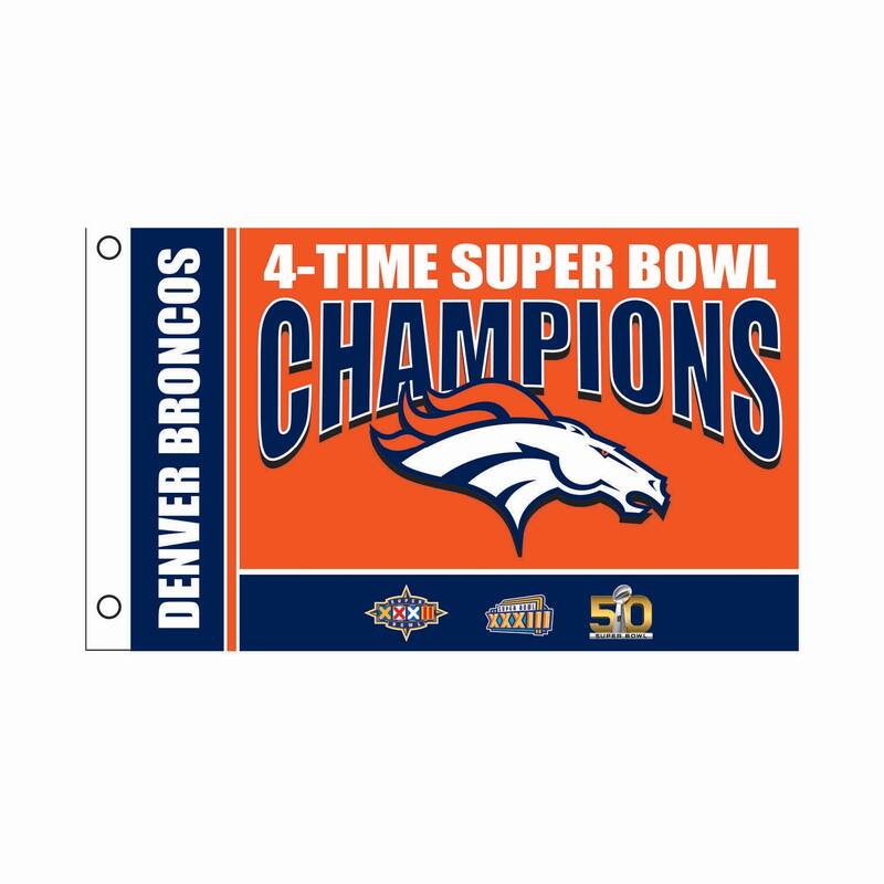 Denver Broncos Single Sided Flag w/ 2 Grommets, 3'x5' - Orange