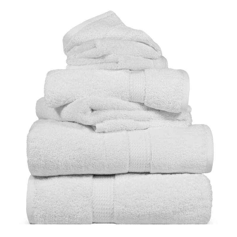 Blue Nile Mills Luxury 6-Piece Egyptian Cotton Towel Set, Thick Absorbent Bathroom Towels - White