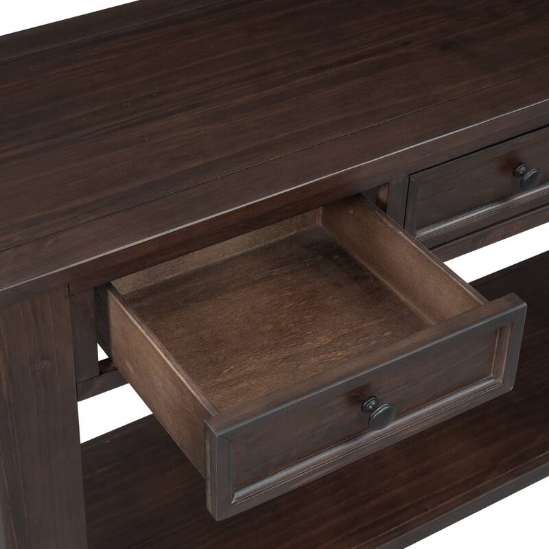 Modern Console Table/Sofa Table with Storage Drawers and Bottom Shelf for Entryway Hallway