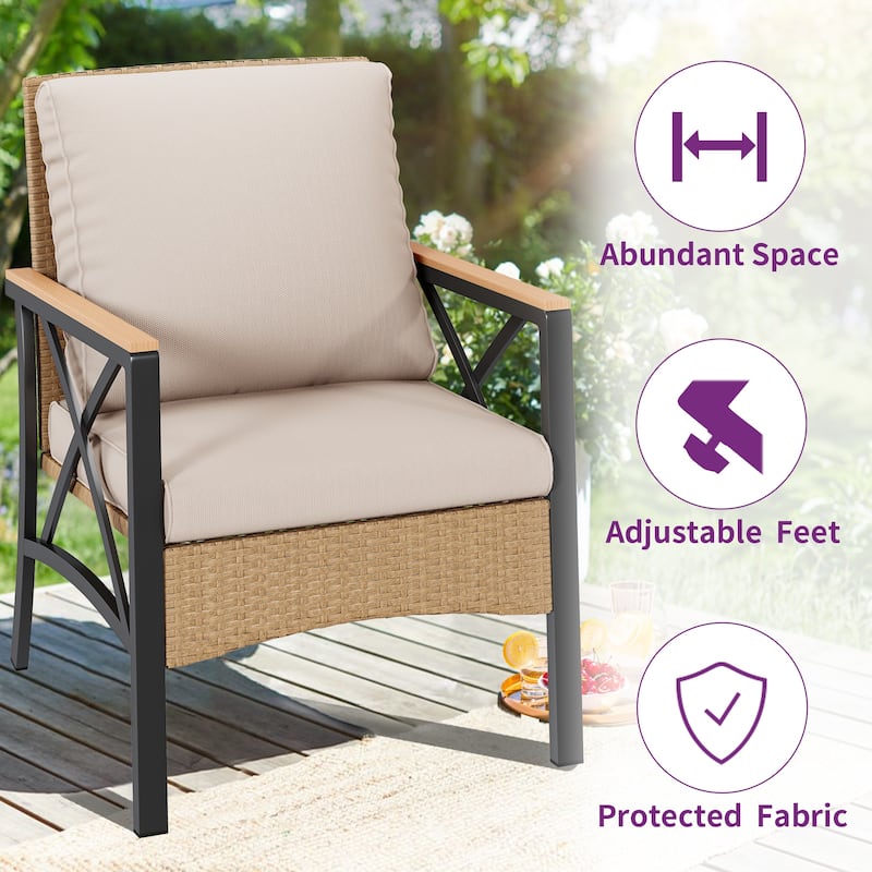 Moasis Wicker Bistro Set Outdoor Furniture - 4 PCS