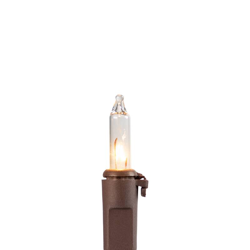 100-Count Clear Mini Christmas Light Set - 20.25ft - Brown Wire