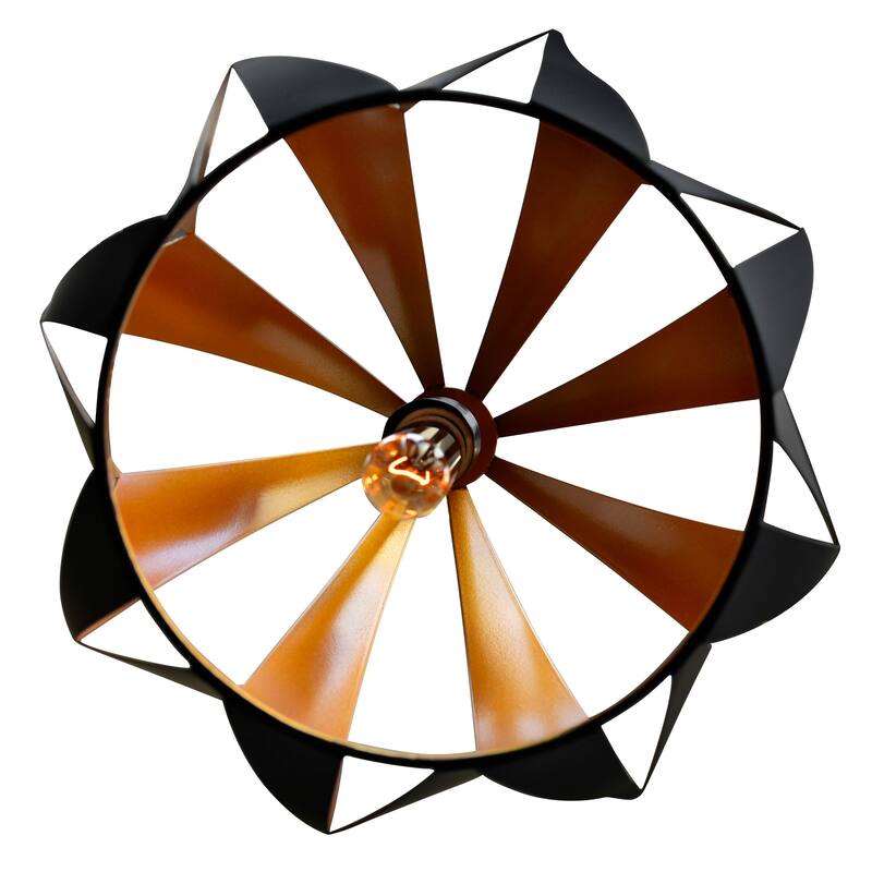 Oxide 1 Light 12in Black & Copper Down Pendant - Black/Copper