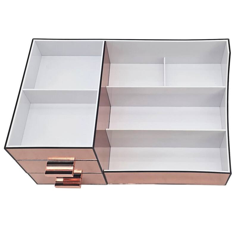 OnDisplay Cindy Tiered 2 Drawer Mirrored Acrylic Makeup/Jewelry Organizer for Bathroom Vanity/Desktop