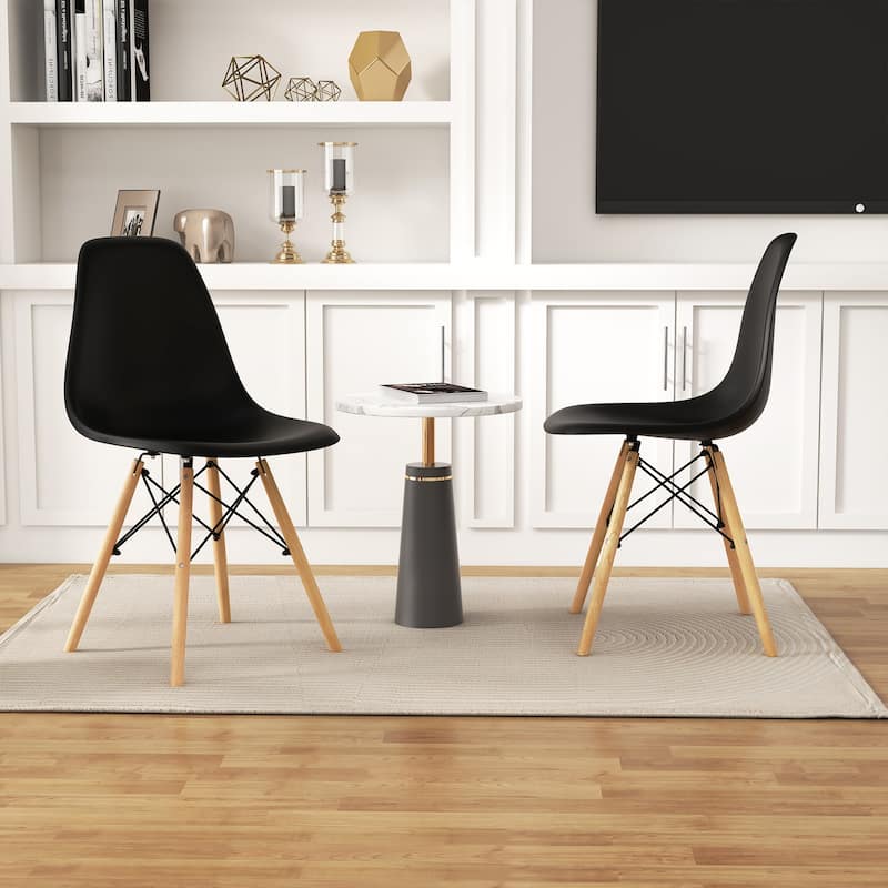 Set of 4 Modern Dining Chairs with Beech Wood Legs and Ergonomic Backrest for Kitchen or Dining Room