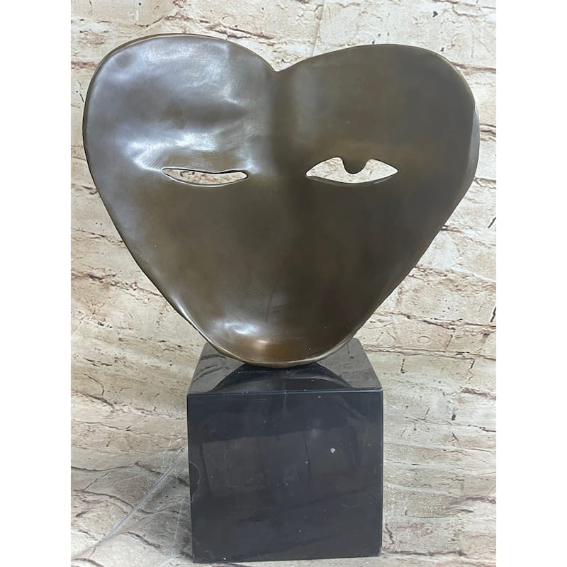 Pico Dual Face Mask Bronze Statue Sculpture Surreal Modern Art Deco 13 Inches X 9 Inches