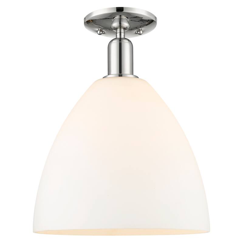 Innovations Lighting Endless Possibilities Arcadia - Bristol - 1 Light 12" Semi-Flush Mount - Polished Nickel/Matte White