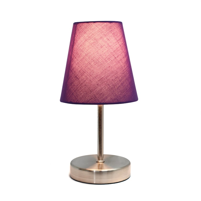 10.5" Petite Metal Stick Lamp in Sw Nickel w Fabric Shade