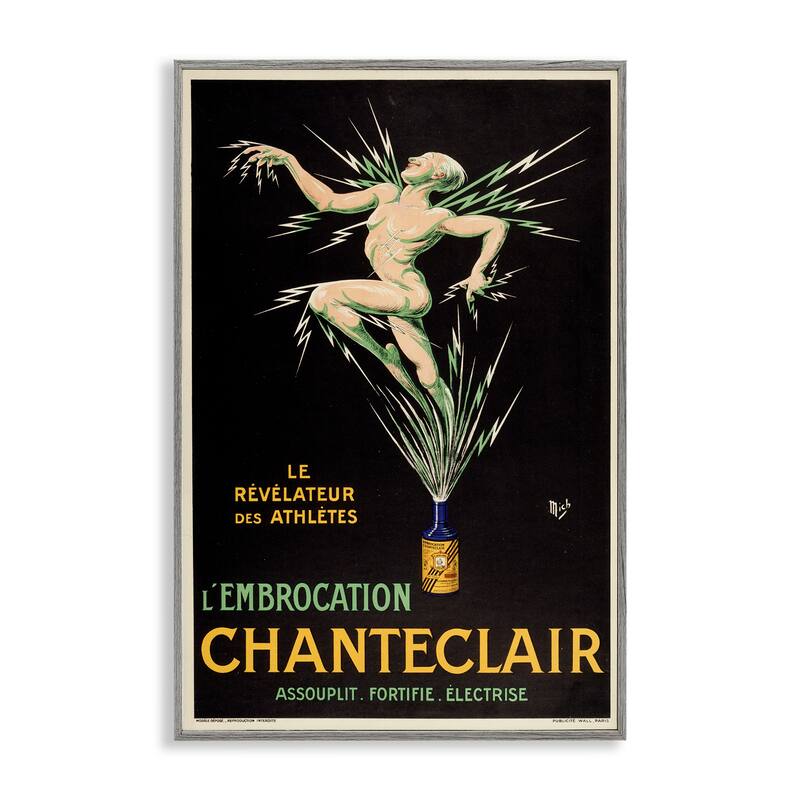 Stupell Vintage Chanteclair Wine Framed Giclee Art Design By Marcus Jules - 12 x 18 - Grey