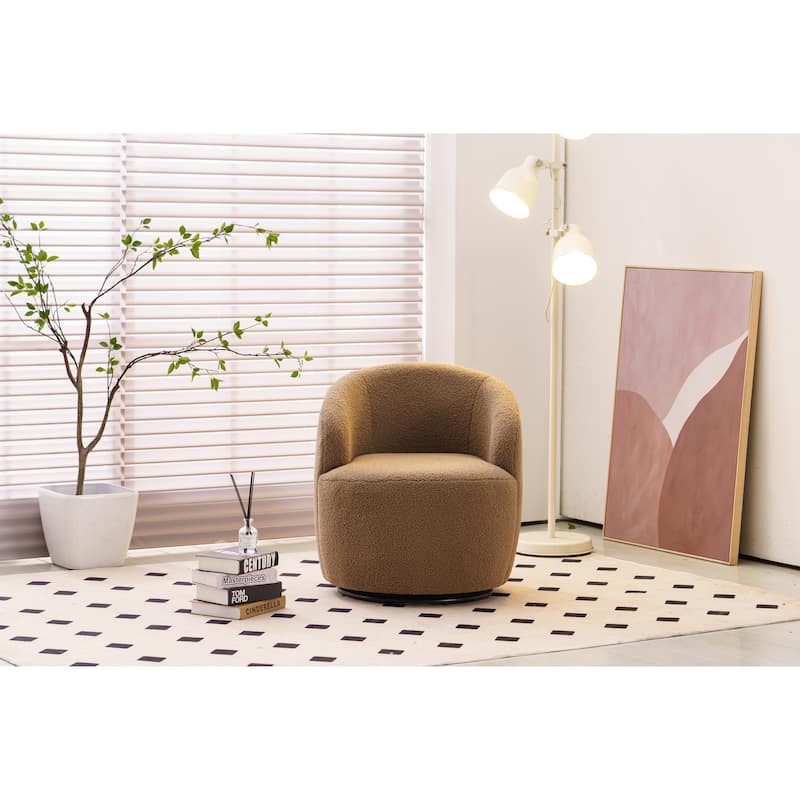 Teddy Fabric Swivel Accent Armchair Barrel Chair