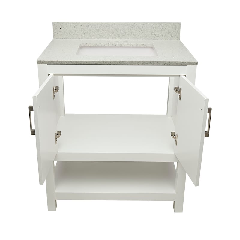 Taos 31" Bathroom Vanity with Cultured Marble Vanity Top Sink in White with White Basin