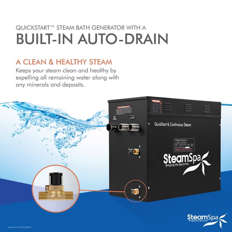 SteamSpa Black Series Bluetooth 10.5kW QuickStart Steam Bath Generator