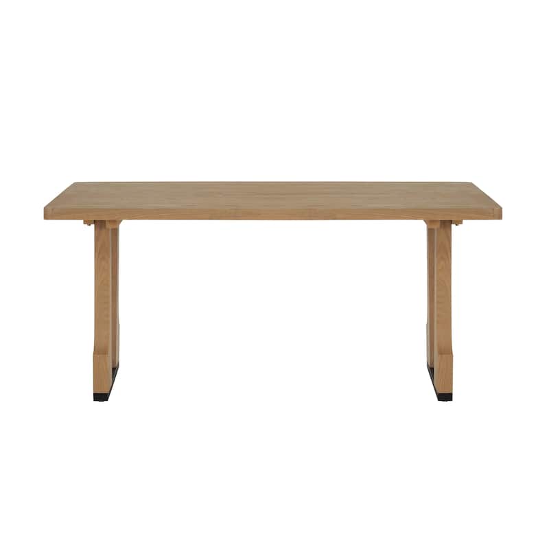 Roomfitters 63" Rectangular Dining Table with Solid Wood Top and Sturdy Double Pedestal Base, Modern Kitchen Table