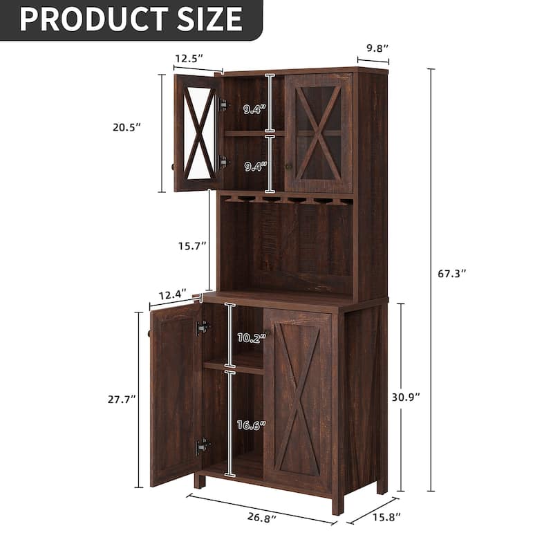 Bar Cabinet for Liquor and Glasses Dining Kitchen Cabinet with Wine Rack