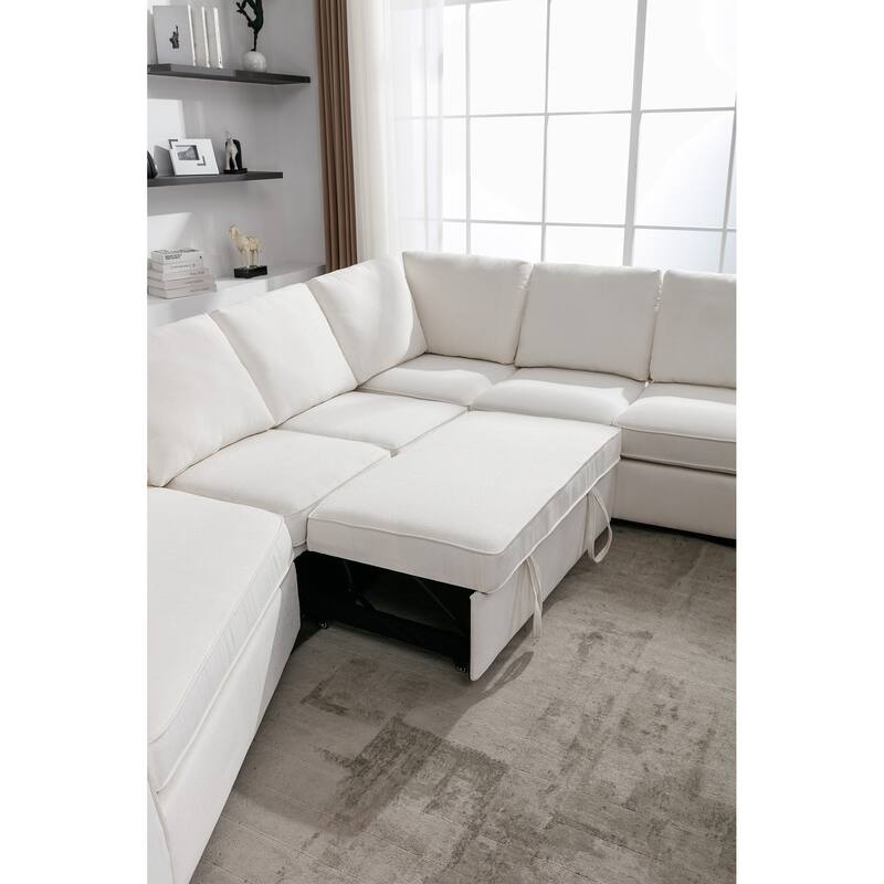 L-Shape Sectional Sleeper Sofa Bed with USB Charging Port