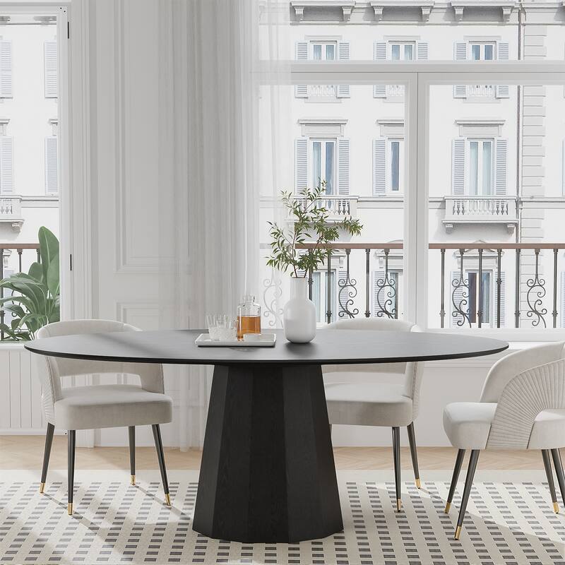 Dovelina 67" 3 Color Options Oval Dining Table for 6 People - 67"x33.5"x31" - Black