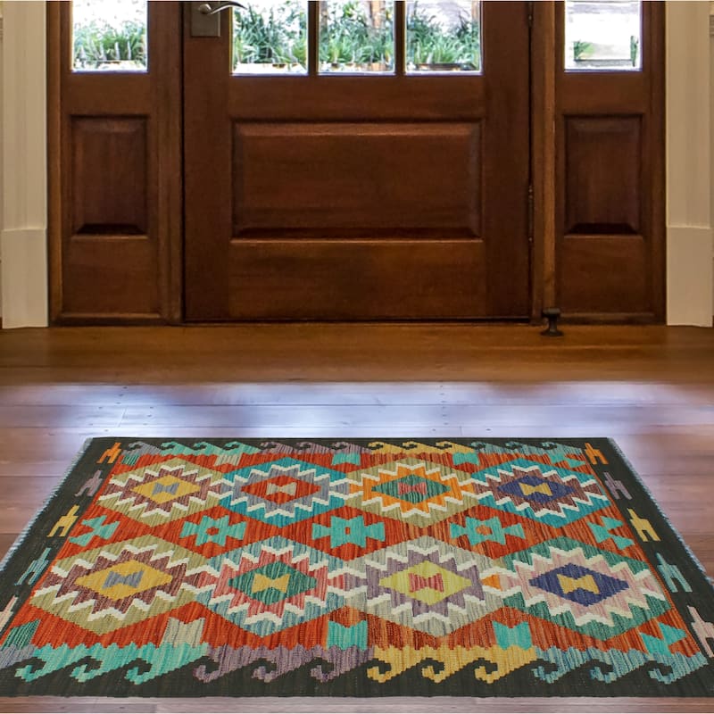 Flatweave Sadaat Red/Charcoal Rug - 2'8" x 4'3"