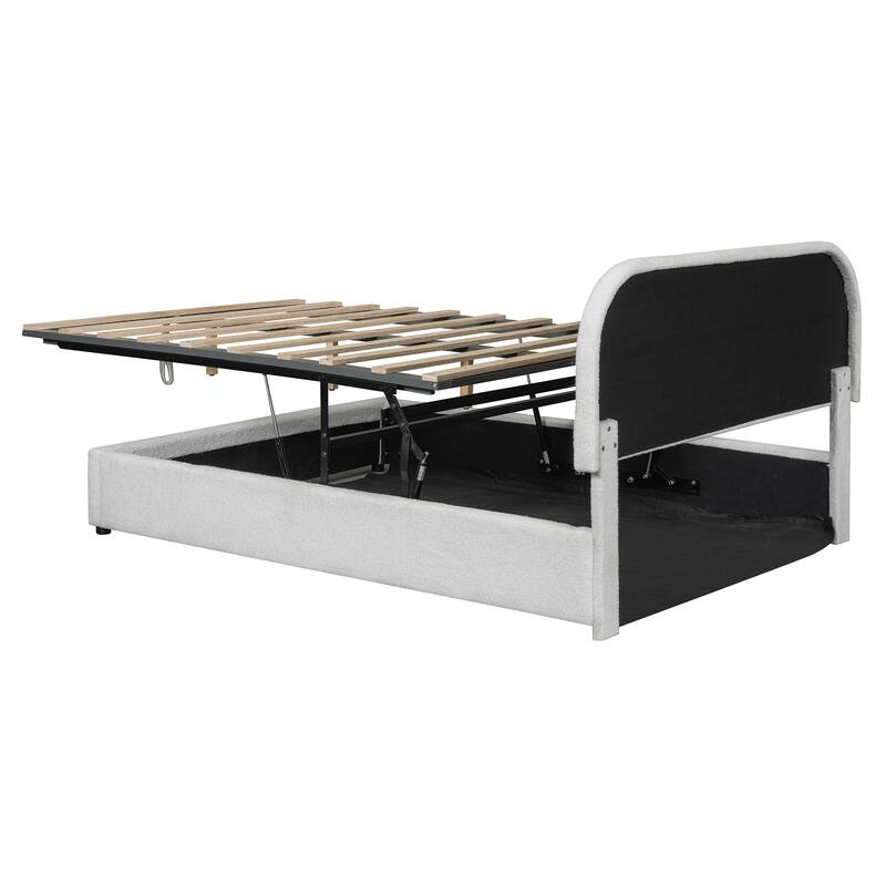 Teddy Fleece Upholstered Platform Bed with Hydraulic Storage System