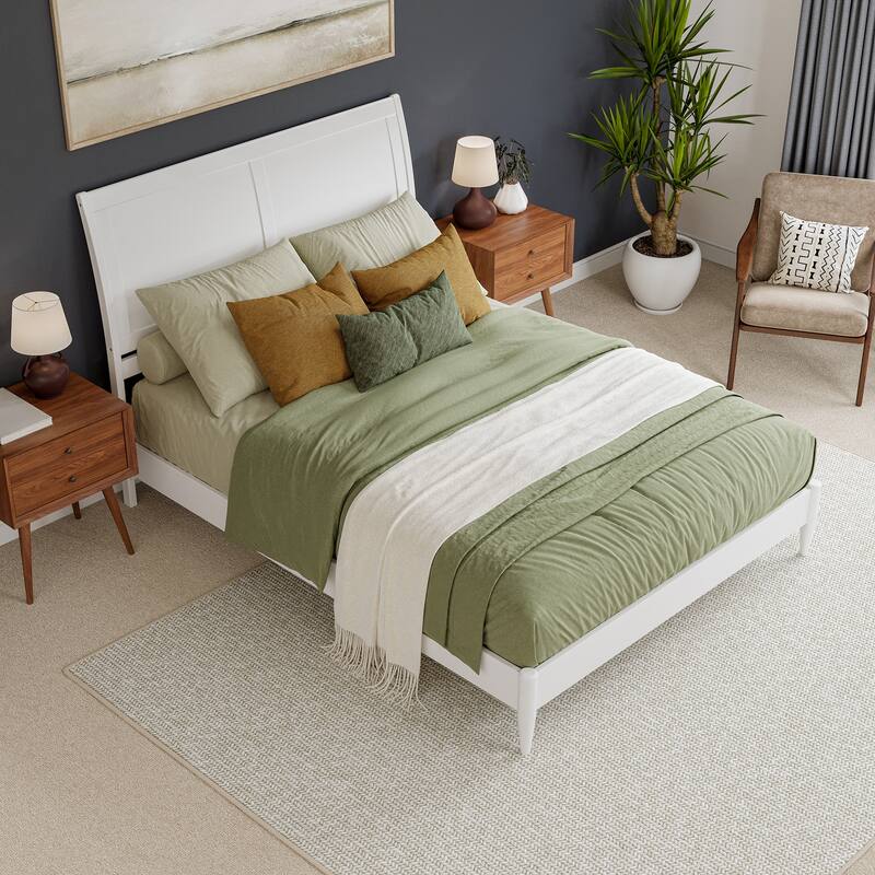 Valencia Solid Wood Low Profile Sleigh Platform Bed