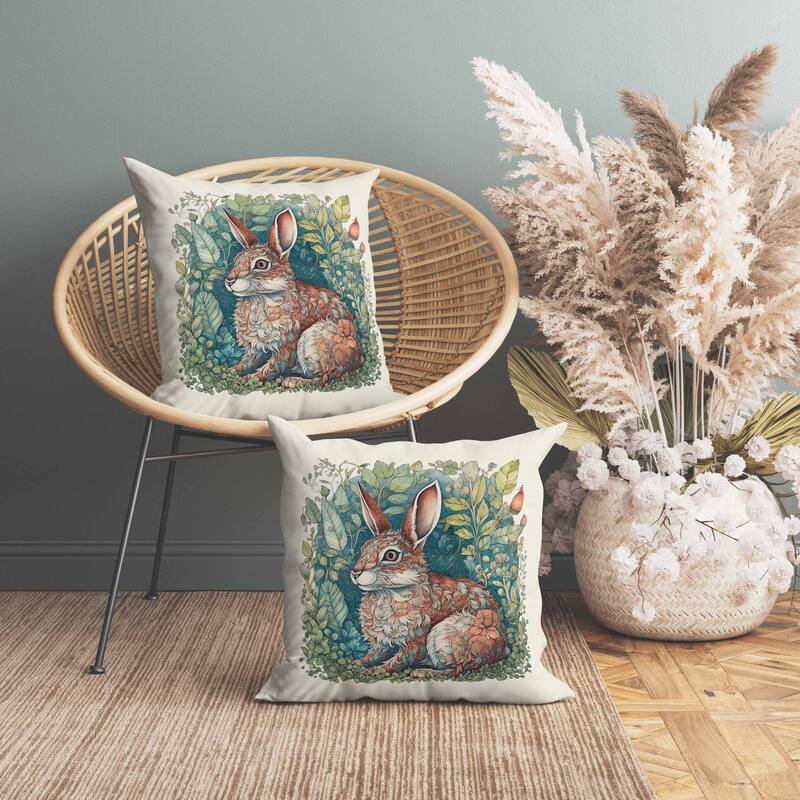 Breezy Bunny Faux Suede Reversible Throw Pillow Green and Bronze