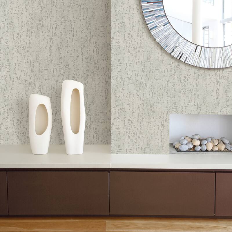 A-Street Prints Malawi Light Grey Leather Texture Wallpaper