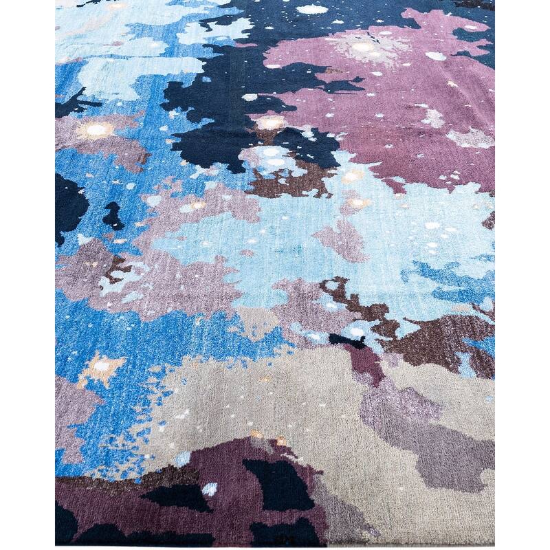 Ikat One-of-a-Kind Hand-Knotted Area Rug - Black, 8' 2" x 10' 2" - 8' 2" x 10' 2"