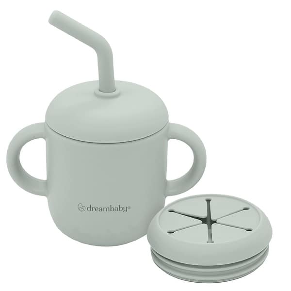 slide 2 of 5, Dreambaby Silicone No-Spill Drink and Snack Cup, Seafoam Seafoam Green