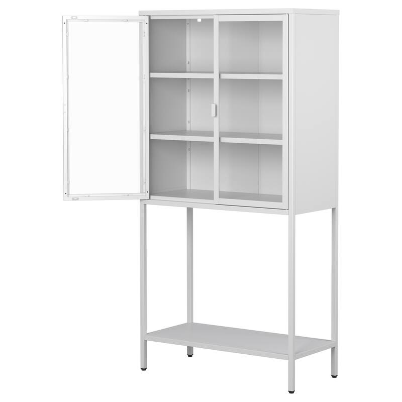 Heavy Duty Metal Storage Cabinet Display Case White Sideboards Buffet