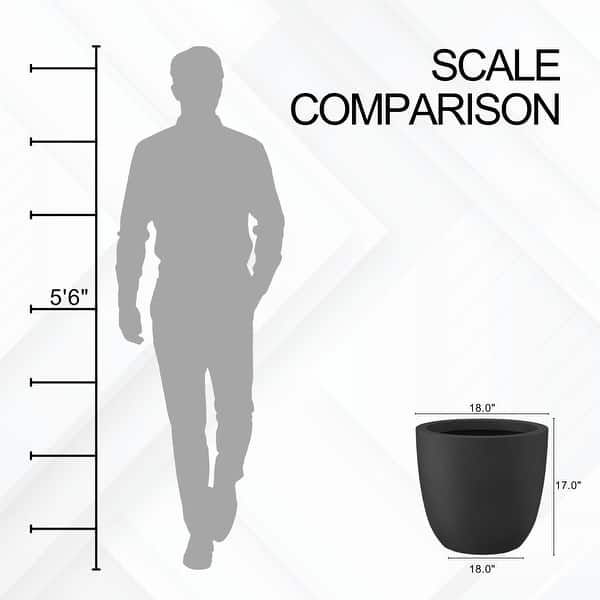 dimension image slide 3 of 11, Kante 18 Inch Dia Round Concrete Planter, Indoor Outdoor Large Plant Pot