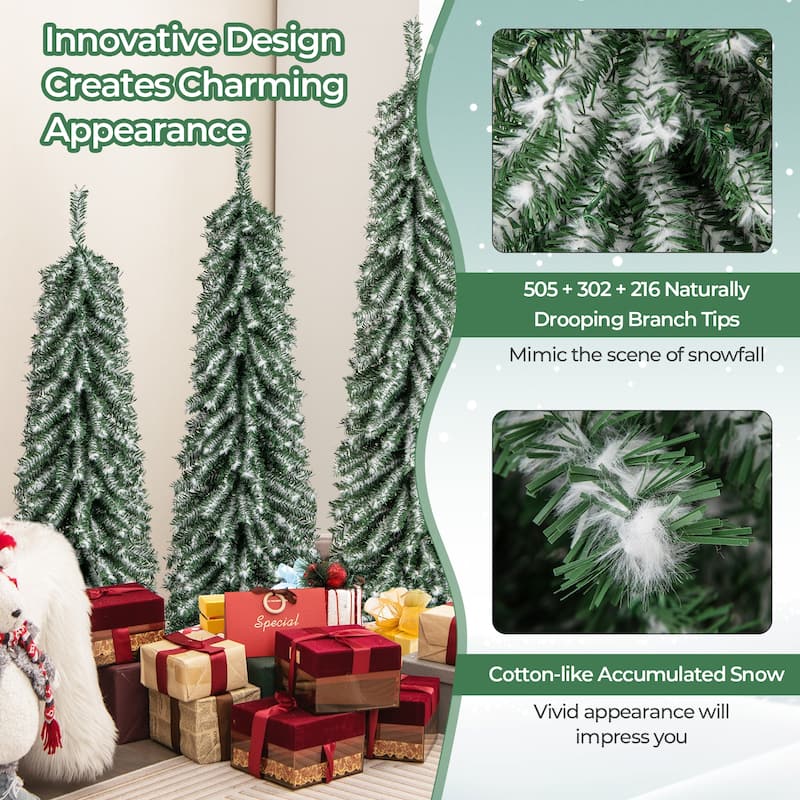 3-Pack Slim 4 ft Pre-Lit Christmas Trees with 100 LED Lights for Indoor Holiday Decoration - 4 Ft