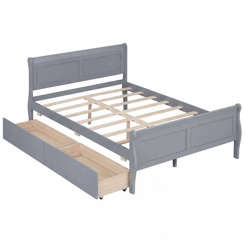 Costway Twin Size Bed Frame with 2 Storage Drawers Wood Platform Bed