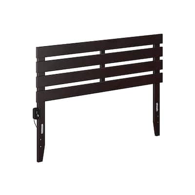 Queen Headboard Rustic Espresso Wood Panel Bed Frame Modern Farmhouse Bedroom