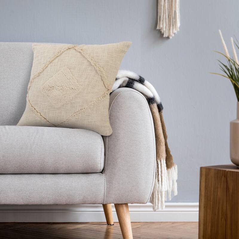 HomeRoots 20" X 20" Birch 100% Cotton Geometric Zippered Pillow