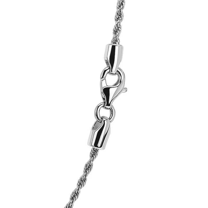 MayaMila 2.0mm 14k White Gold Solid Diamond Cut Rope Chain