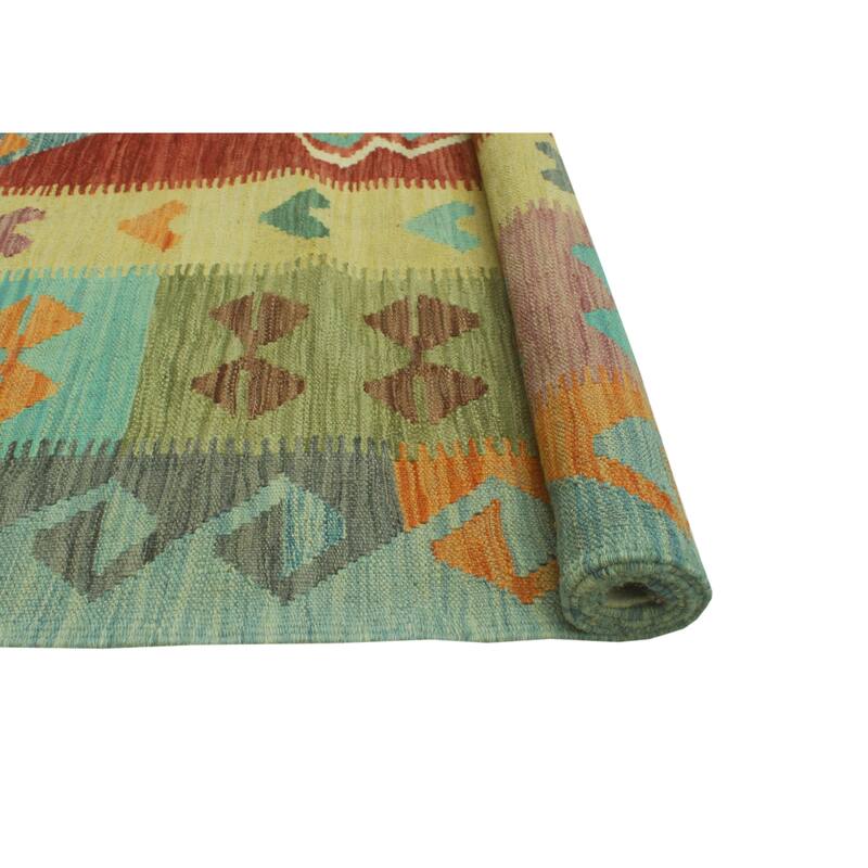 Sangat Flatweave Elisha Red/Gold Rug - 4'10" x 6'6"