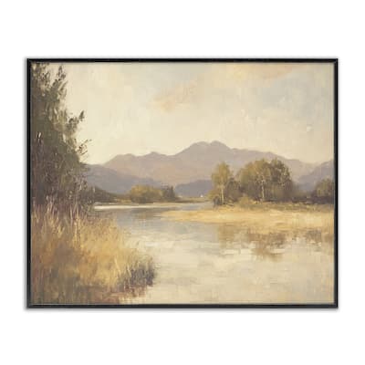 Stupell Wild River Mountain View Framed Giclee Art Design By Petal Prints Design