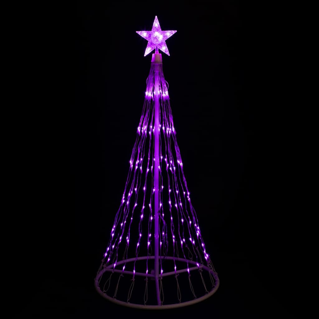 LED Lighted Christmas Cone Tree with Star Outdoor Decoration - 4' - Purple