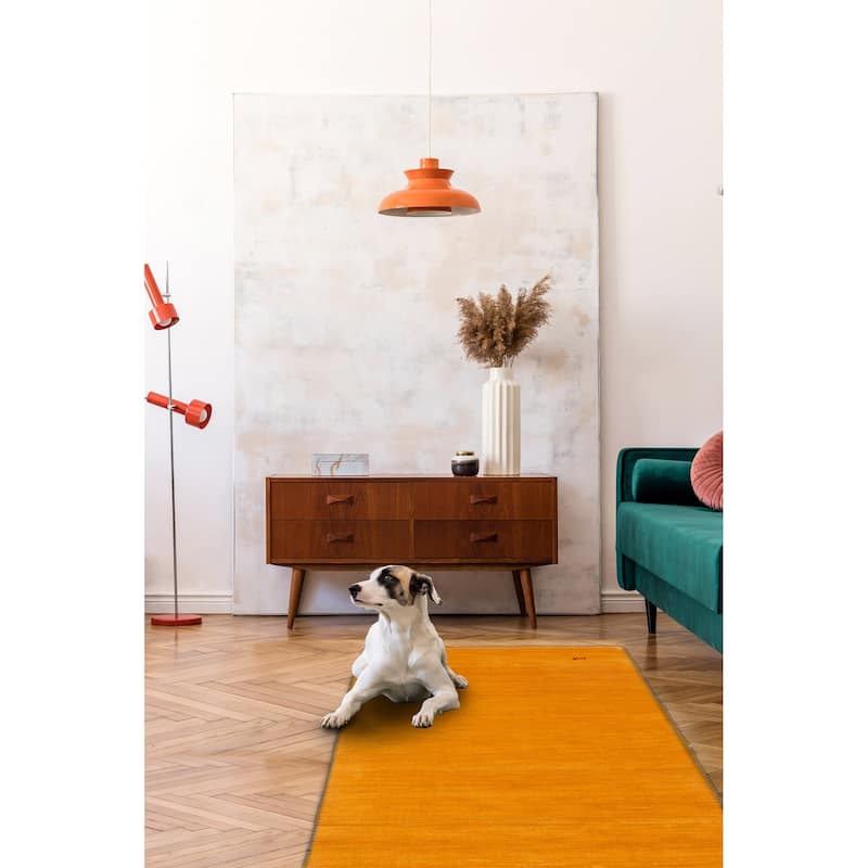 Kashkuli Gabbeh Burnt Orange Rug 2'9" x 6'6" - 2'9 x 6'6