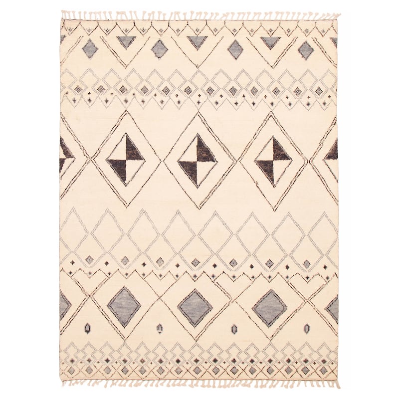 ECARPETGALLERY Hand-knotted Pak Finest Marrakesh Cream Wool Rug - 8'1 x 10'5 - Cream - 8'1 x 10'5