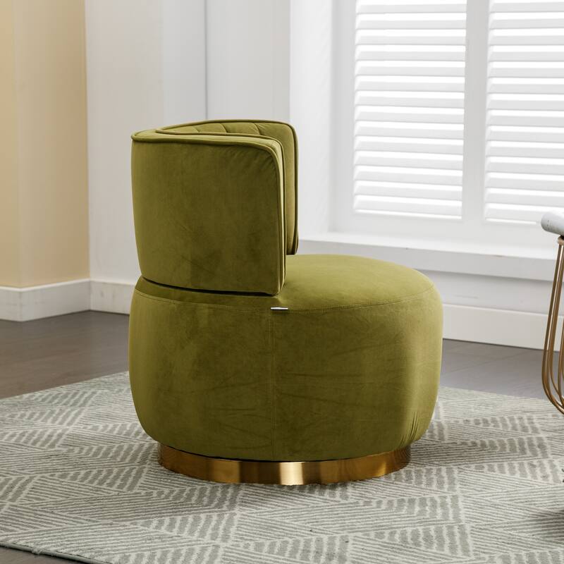 Swivel Barrel Chair, Comfy Velvet Upholstered Accent Sofa Chair, Leisure Club Chair with Shell-Shaped Back & Angled Armrests