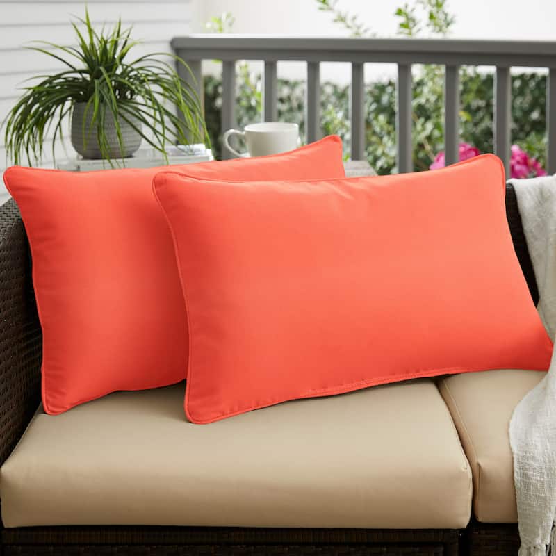 Sorra Home Sunbrella Canvas Melon Corded Indoor/ Outdoor Pillows (Set of 2)