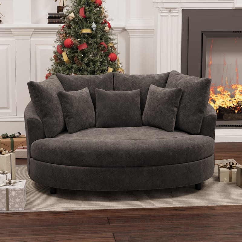 70.1"W Modern Chenille Loveseat with 7 Cushions,Oversized Accent chair - Grey