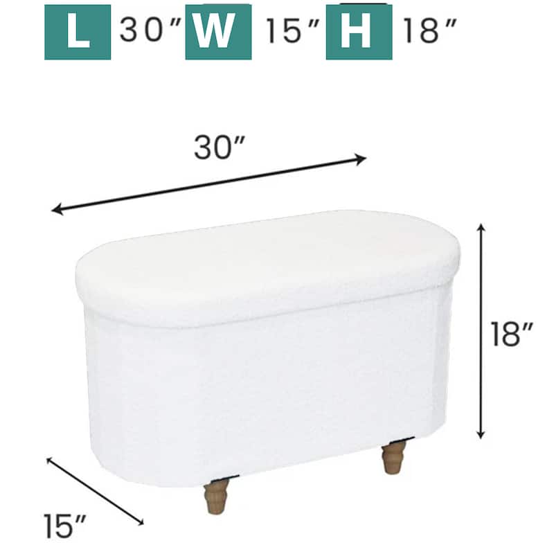 Brown Boucle Storage Ottoman Bench with Hidden Storage and Seat Top