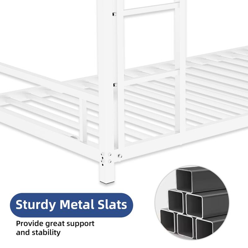 Metal Twin over Twin Bunk Bed/ Heavy-duty Sturdy Metal/ Noise Reduced/ Safety Guardrail/No Box Spring Needed