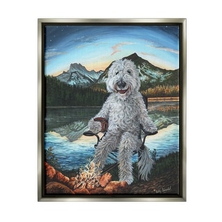 Stupell Dog by Campfire Landscape Framed Floater Canvas Wall Art Design ...