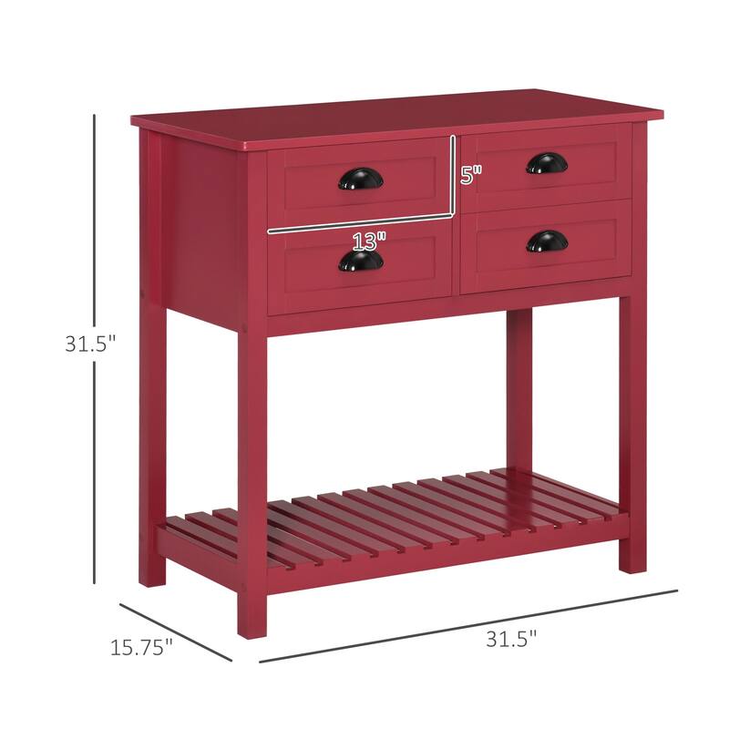 Sideboard Buffet Cabinet with 4 Drawers and Slatted Bottom Shelf
