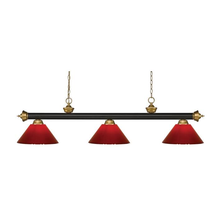 Z-Lite Riviera 3 Light 57" Wide Billiard Multi Light Pendant with Red - Bronze / Satin Gold