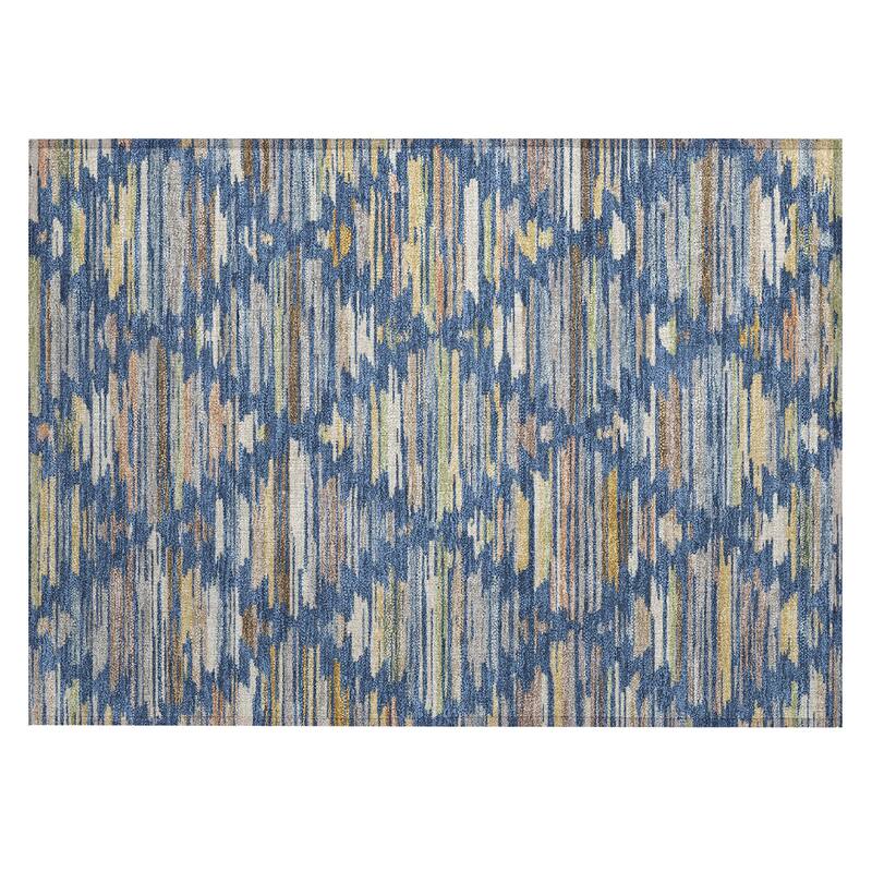 Machine Washable Indoor/ Outdoor Modern Trellis Chantille Rug