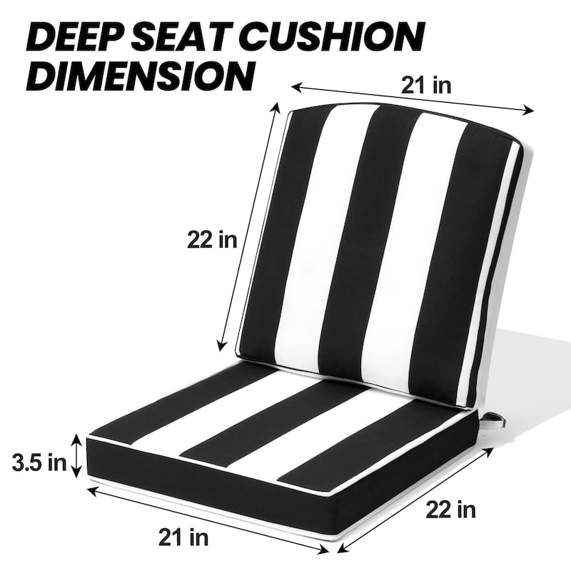 21 W in x 22 D in Outdoor Deep Seat Chair Cushion Set Dining Patio Chair Pad Set